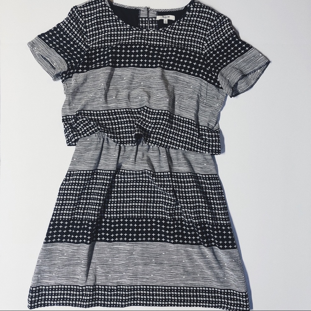 🖤HP🖤 Madewell Silk B&W Striped Patterned Dress